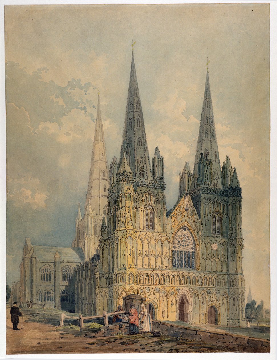 Lichfieldi katedrális, Staffordshire, 1794 (wc grafitra, vattapapírra) alkotó: Thomas Girtin