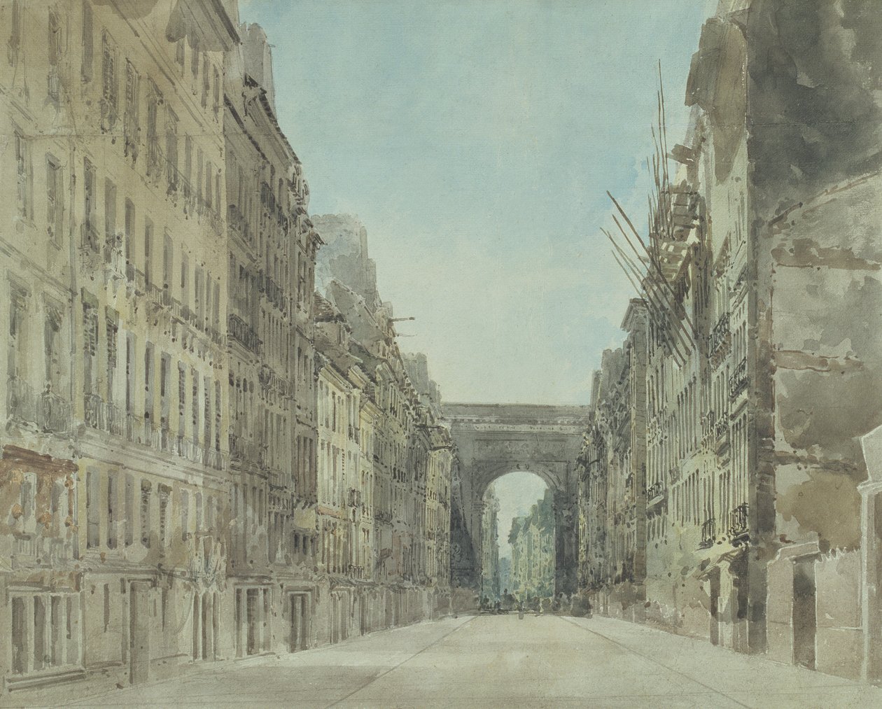 Rue és Porte St Denis, Párizs alkotó: Thomas Girtin