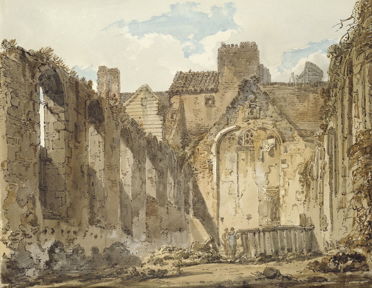 A kápolna romjai a Savoy-palotában, London, 1795-1796 körül (akvarell barna tintával, grafit jelzésekkel) alkotó: Thomas Girtin