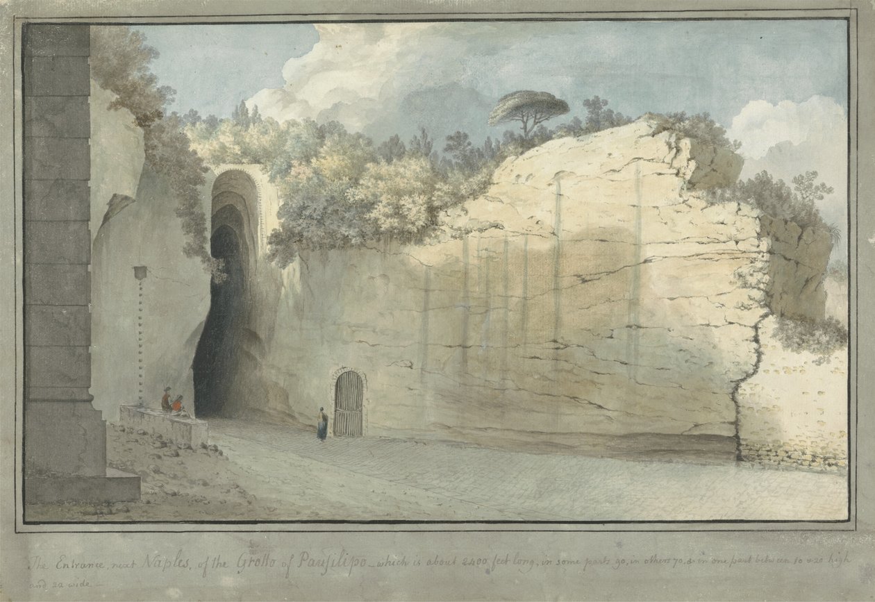 Posillipo barlangja, 1782 körül (wc papíron) alkotó: Thomas Jones