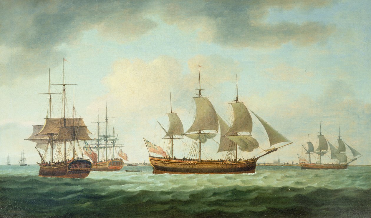 Kereskedelmi hajók a parton, 1783 alkotó: Thomas Luny