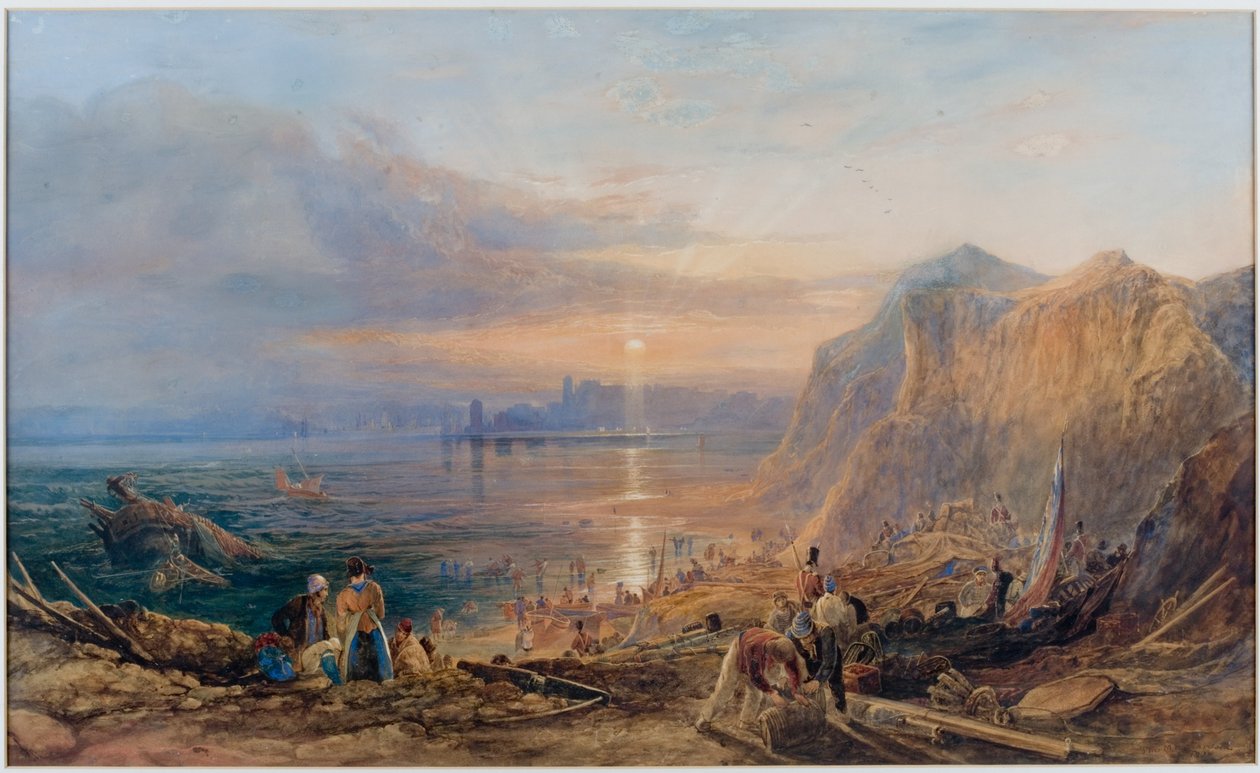 Egy roncs feltörése Tynemouthban (akvarell) alkotó: Thomas Miles Richardson