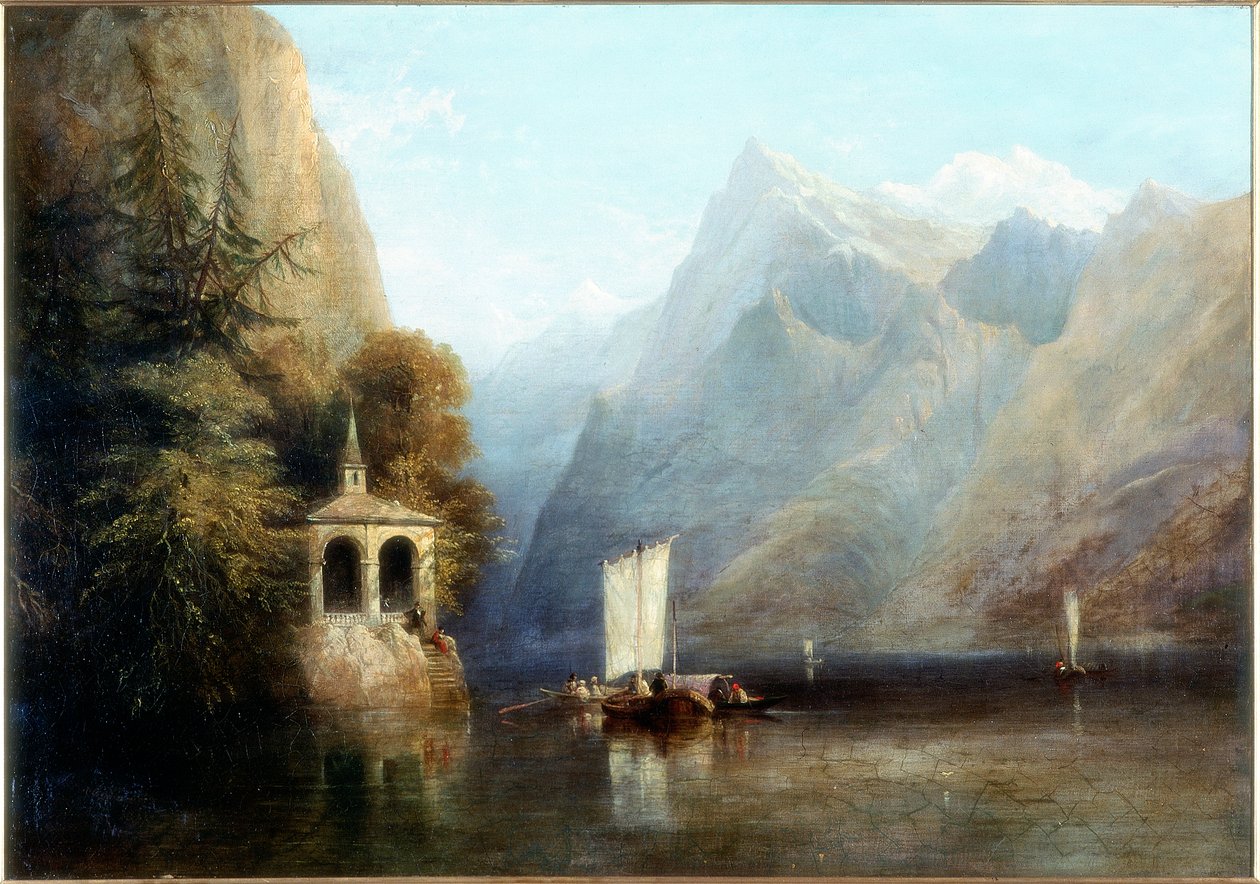 Luzerni-tó Tell Vilmos kápolnájával, 1844 alkotó: Thomas Miles Richardson