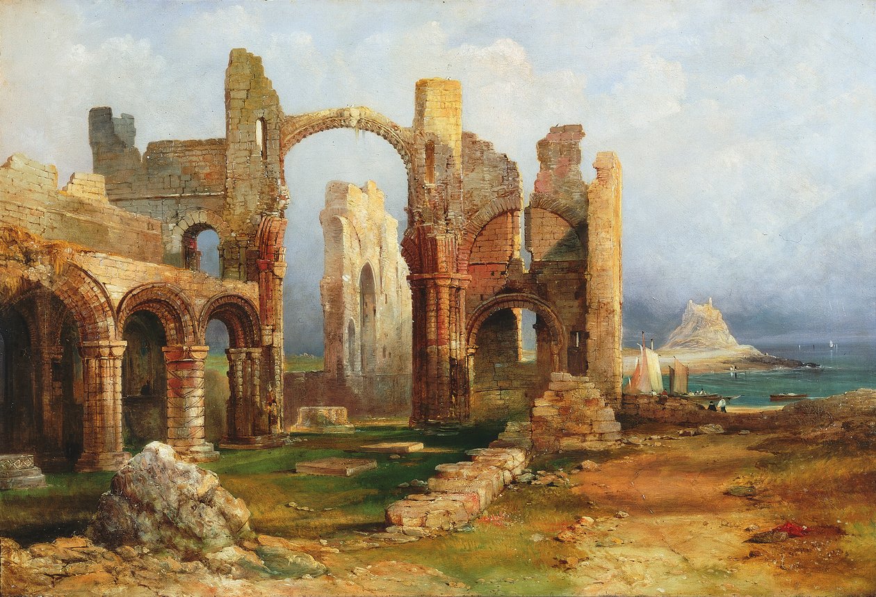 Lindisfarne Priory, 1837 körül alkotó: Thomas Miles Richardson