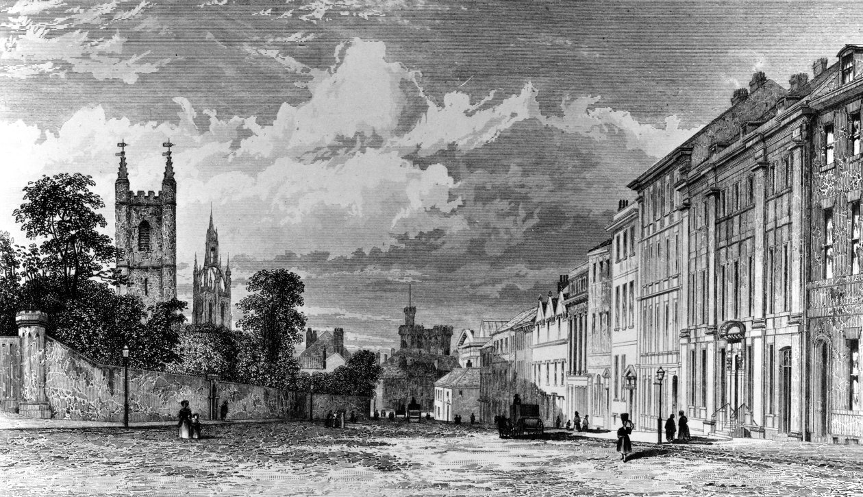 Westgate Street, Newcastle-upon-Tyne, vésette William Collard, 1842 alkotó: Thomas Miles Richardson