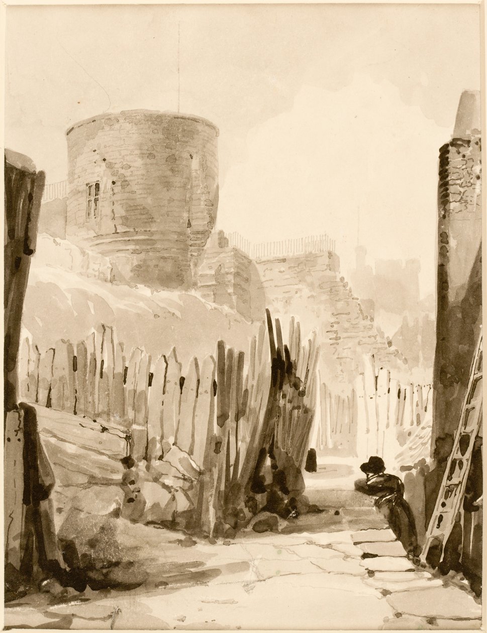 White Friar Tower, Newcastle upon Tyne (tinta (fekete) papíron (kártyán)) alkotó: Thomas Miles Richardson