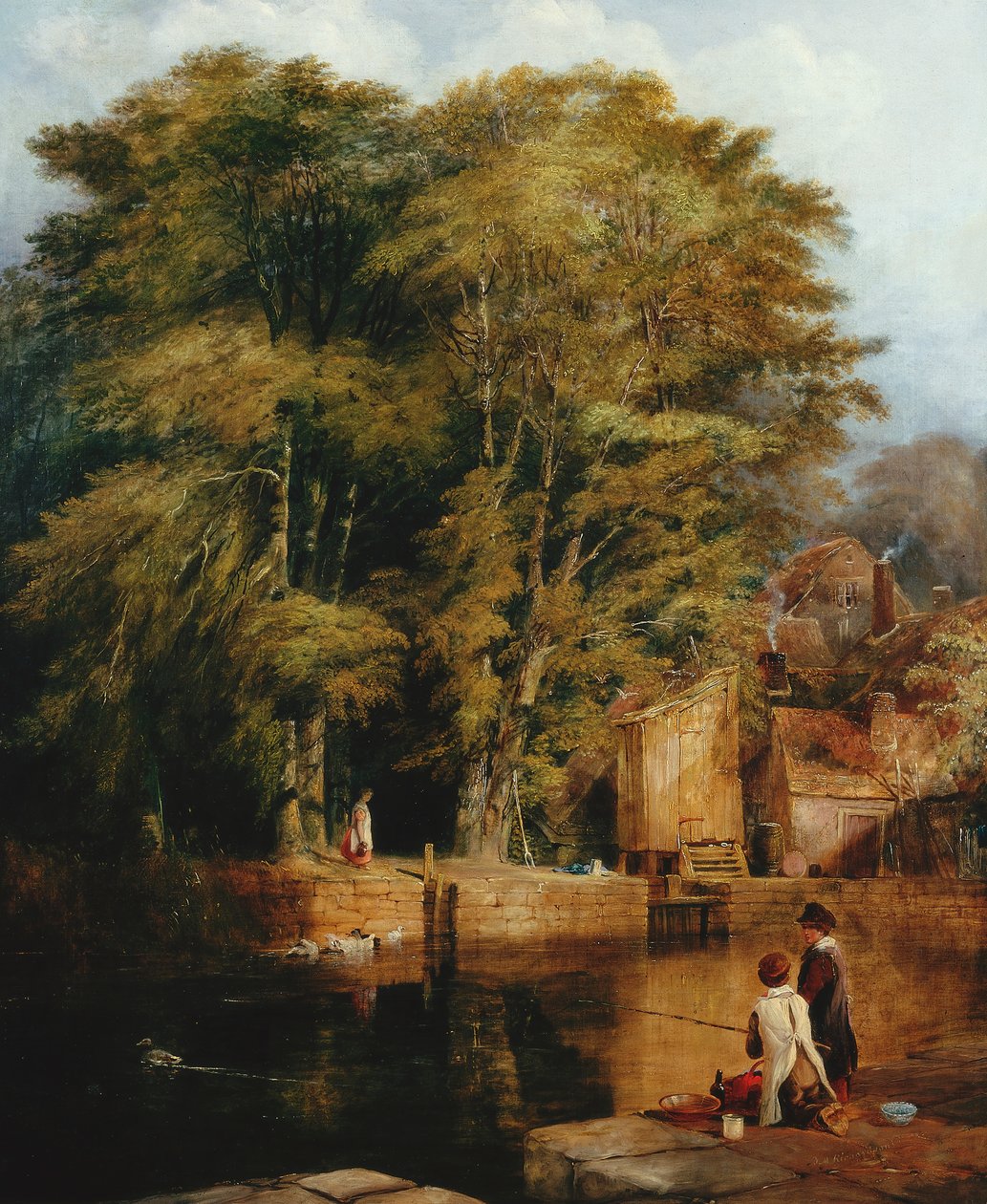 Fiatal horgászok, Barras Bridge alkotó: Thomas Miles Richardson