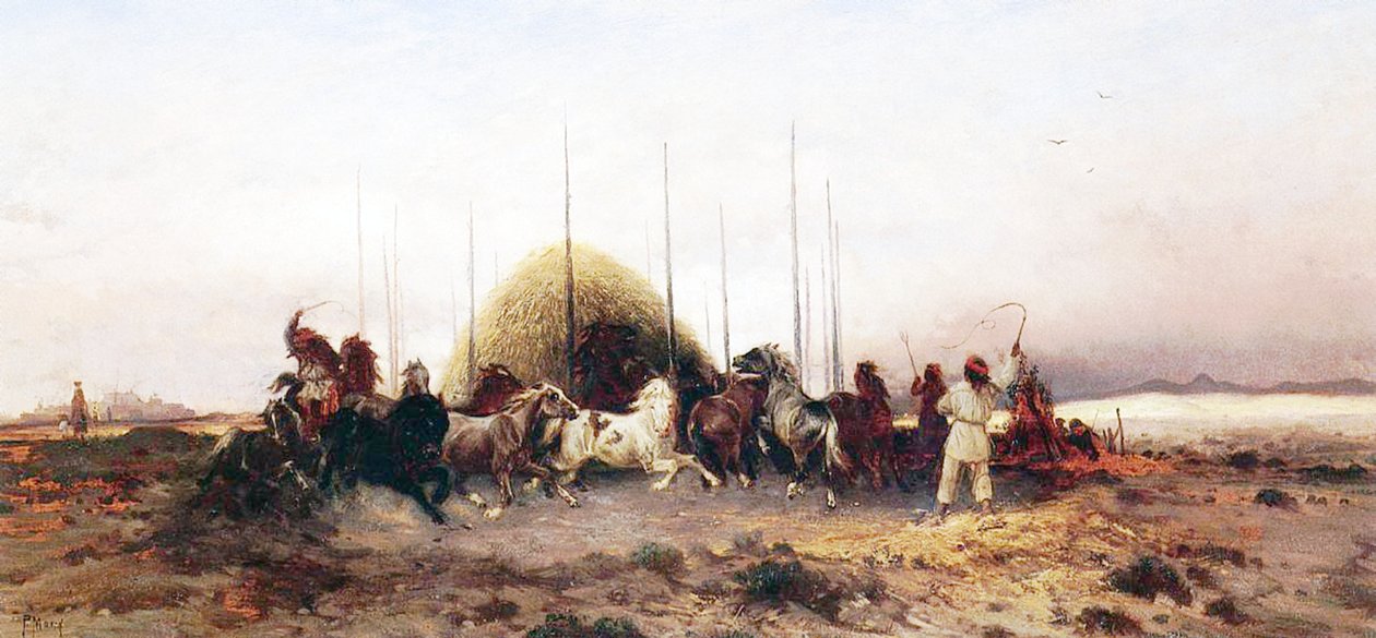 Búzát törnek, Új-Mexikó, 1883 körül alkotó: Thomas Moran