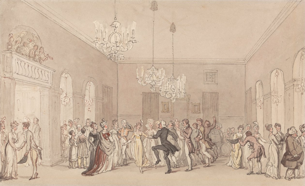 Bál Scarborough -ban alkotó: Thomas Rowlandson