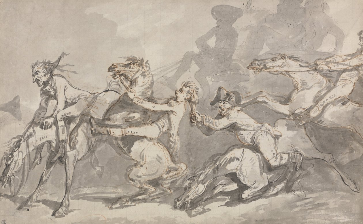 Lovasok ütköznek alkotó: Thomas Rowlandson