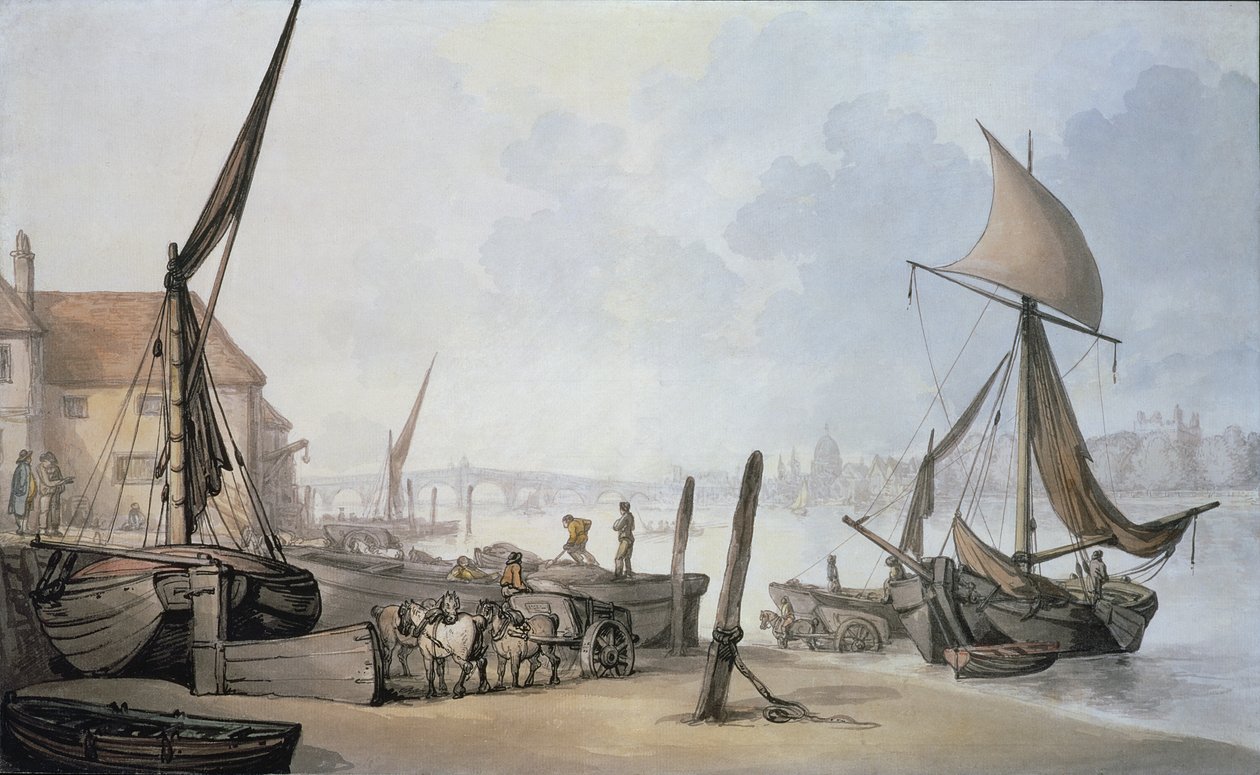 Apály a Temzén alkotó: Thomas Rowlandson