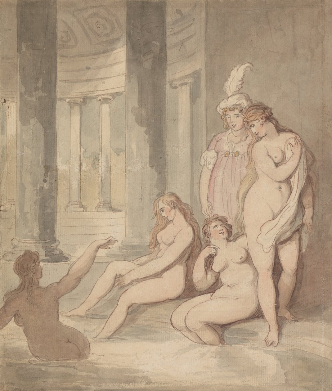 Nimfák egy római fürdőben alkotó: Thomas Rowlandson