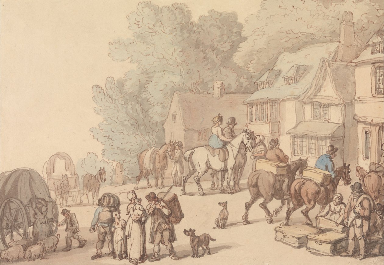 Jelenet egy fogadón kívül alkotó: Thomas Rowlandson