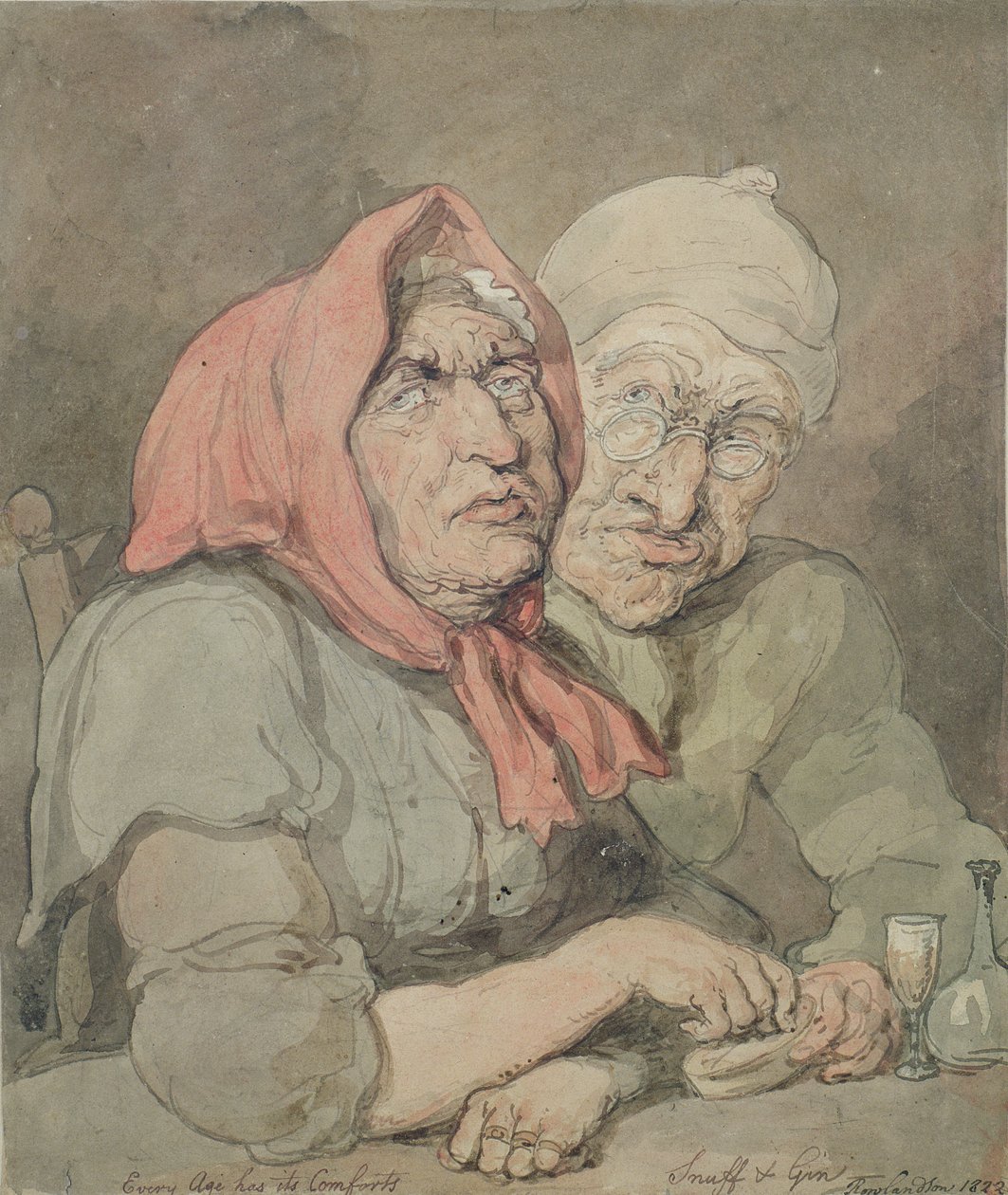 tubák és gin (toll és tinta) alkotó: Thomas Rowlandson