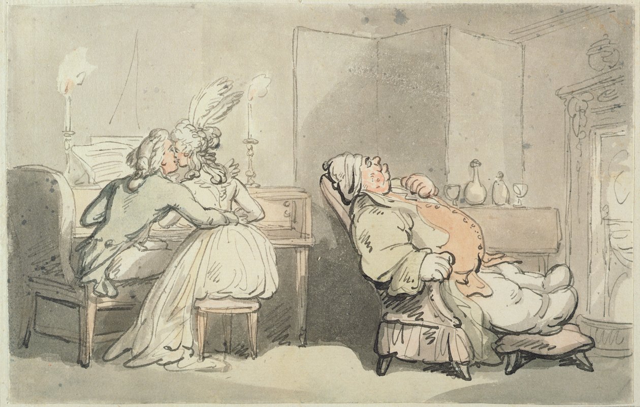A Zenemester a „Scenes at Bath”-ból (wc, toll és tinta papíron) alkotó: Thomas Rowlandson