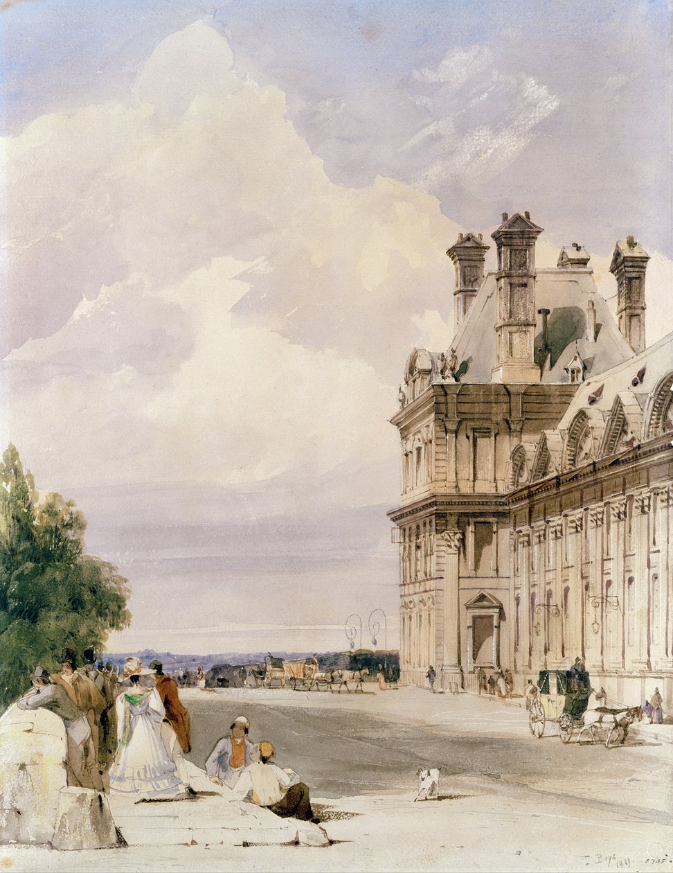 Kilátás a Pont Royal közelében, a Pavillon de Flore-val, Tuileries alkotó: Thomas Shotter Boys