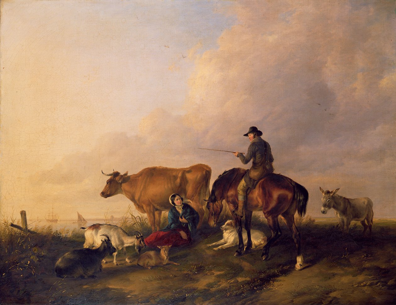 Tengerparti táj alakokkal és állatokkal alkotó: Thomas Sidney Cooper