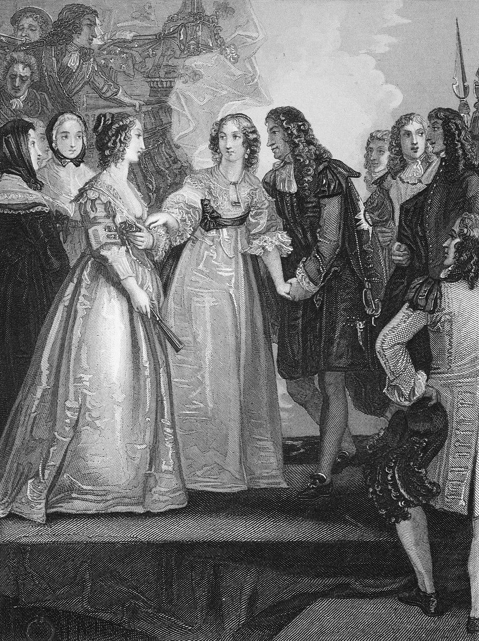 II. Károly fogadja Orléans hercegnőjét Doverben, A.H. Payne metszetével alkotó: Thomas Stothard