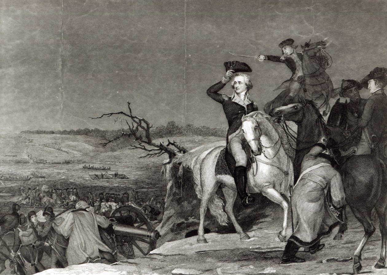 A Delaware átjárója 1776-ban, metszett J.N. Gimbrede a „The New York Mirror”-hoz alkotó: Thomas Sully