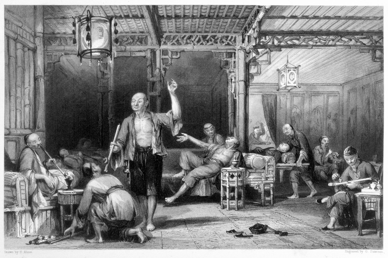 Kínai ópiumdohányosok, 1843 alkotó: Thomas Allom