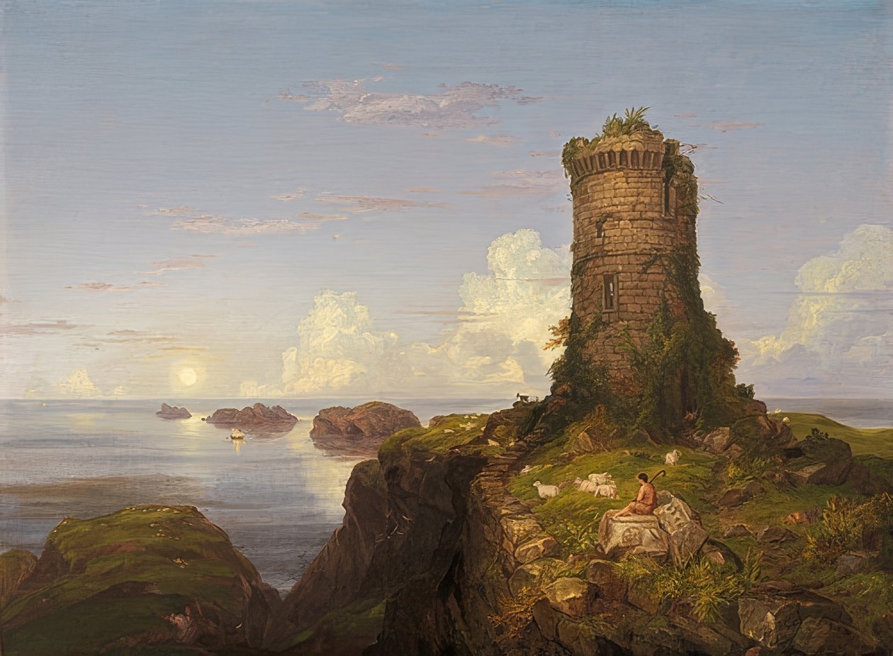 Olasz tengerpart romos toronnyal. 1838 alkotó: Thomas Cole