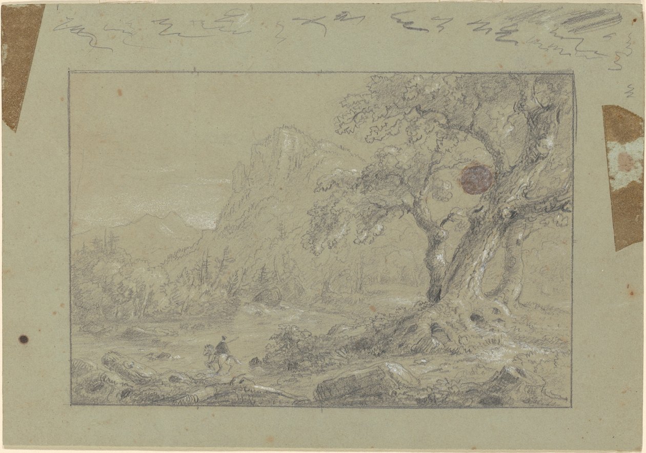 Tanulmány a "The Mountain Ford"-hoz alkotó: Thomas Cole