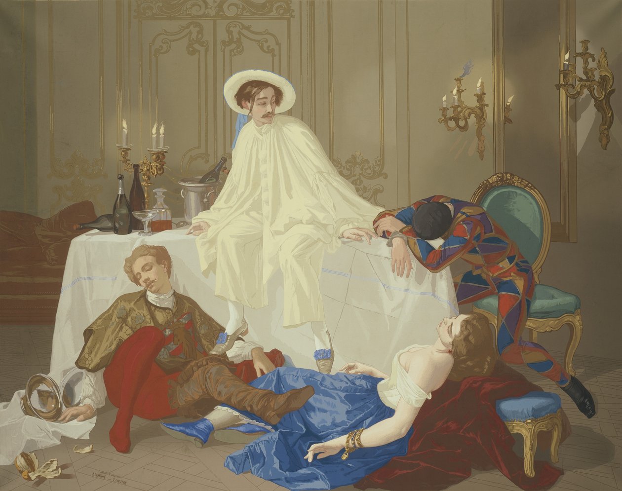 Az álarcosbál utáni vacsora, 1855 körül alkotó: Thomas Couture