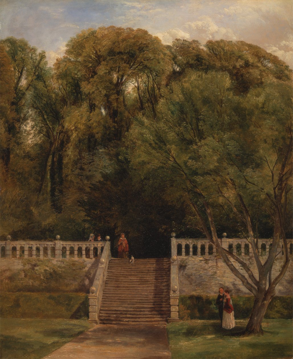 A teraszon a Haddon Hallban, Derbyshire-ben alkotó: Thomas Creswick