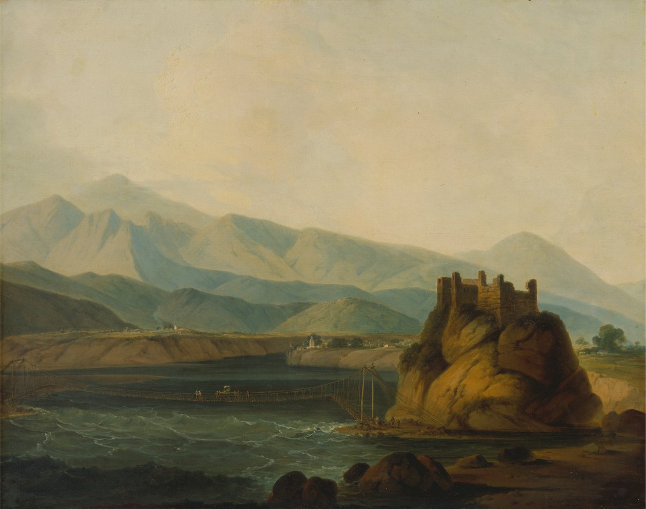 A kötélhíd Serinagurban alkotó: Thomas Daniell