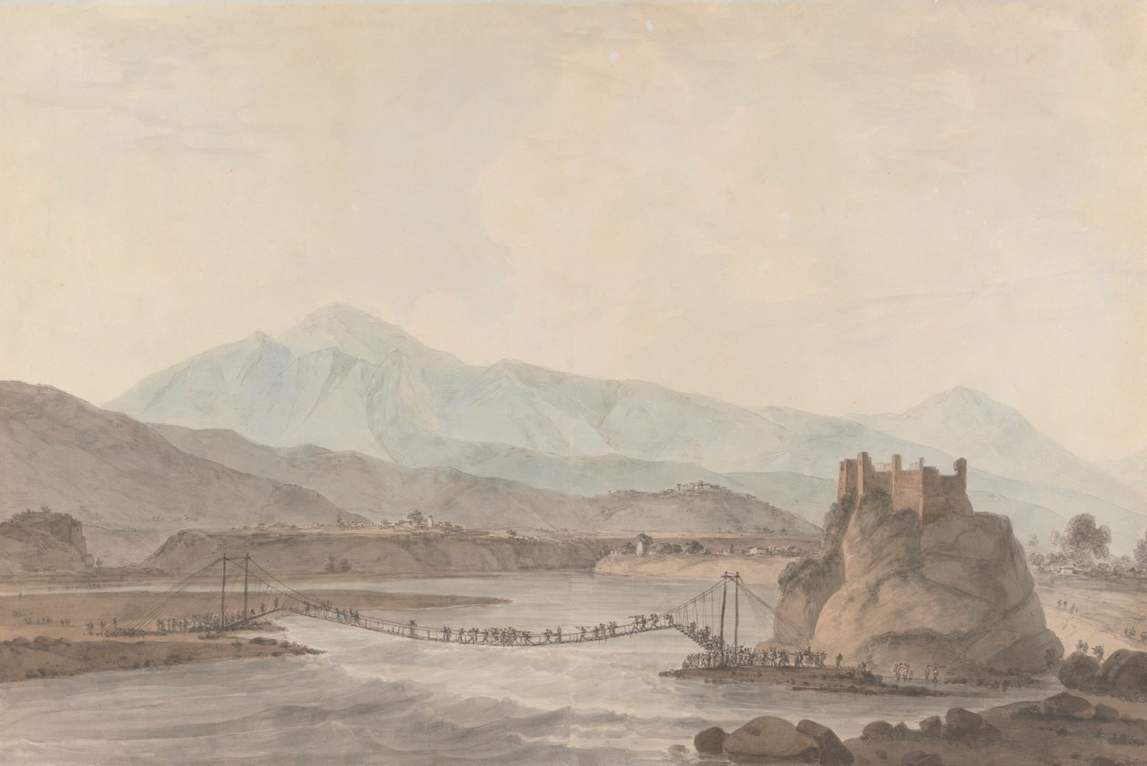 A kötélhíd Srinagában alkotó: Thomas Daniell