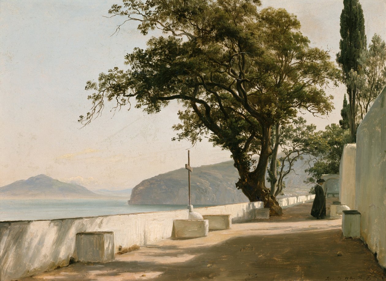 Terasz kőtölgyekkel, Sorrento alkotó: Thomas Fearnley