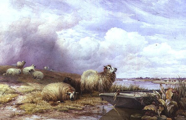 A táj juhokkal és csónakkal alkotó: Thomas Francis Wainewright