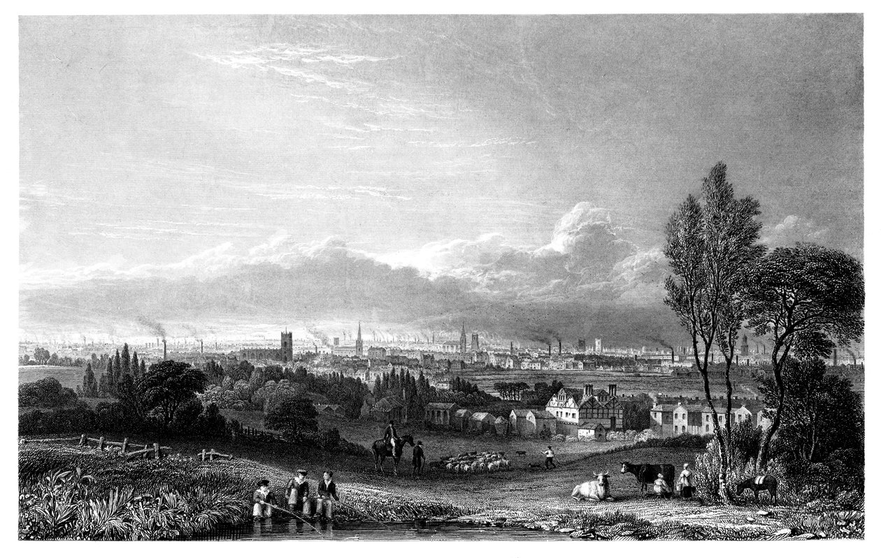Manchester látképe, 1844. alkotó: Thomas Higham