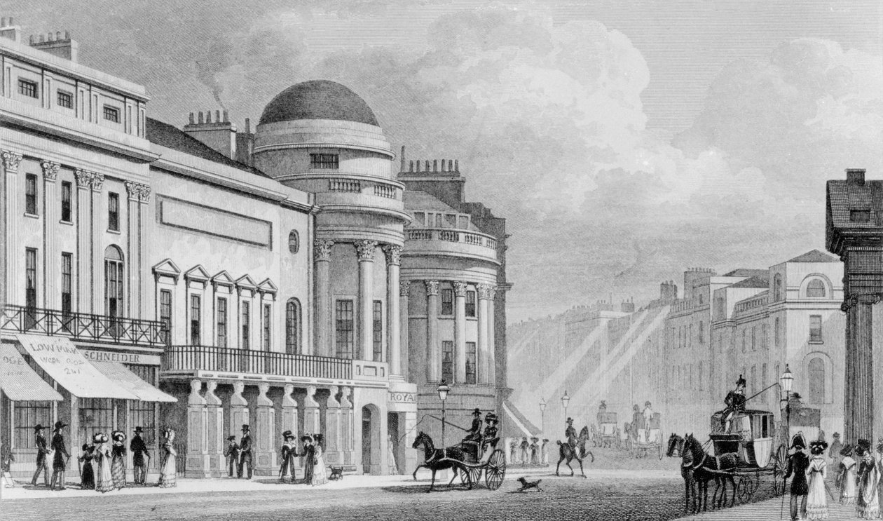 Harmonic Institution, Regent Street,London. 1827 alkotó: Thomas Hosmer Shepherd