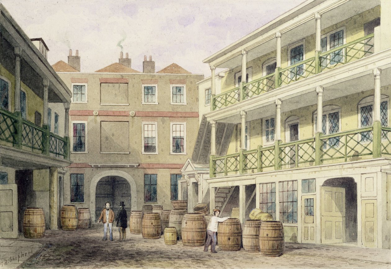The Bell Inn, Aldersgate Street, 1851 alkotó: Thomas Hosmer Shepherd