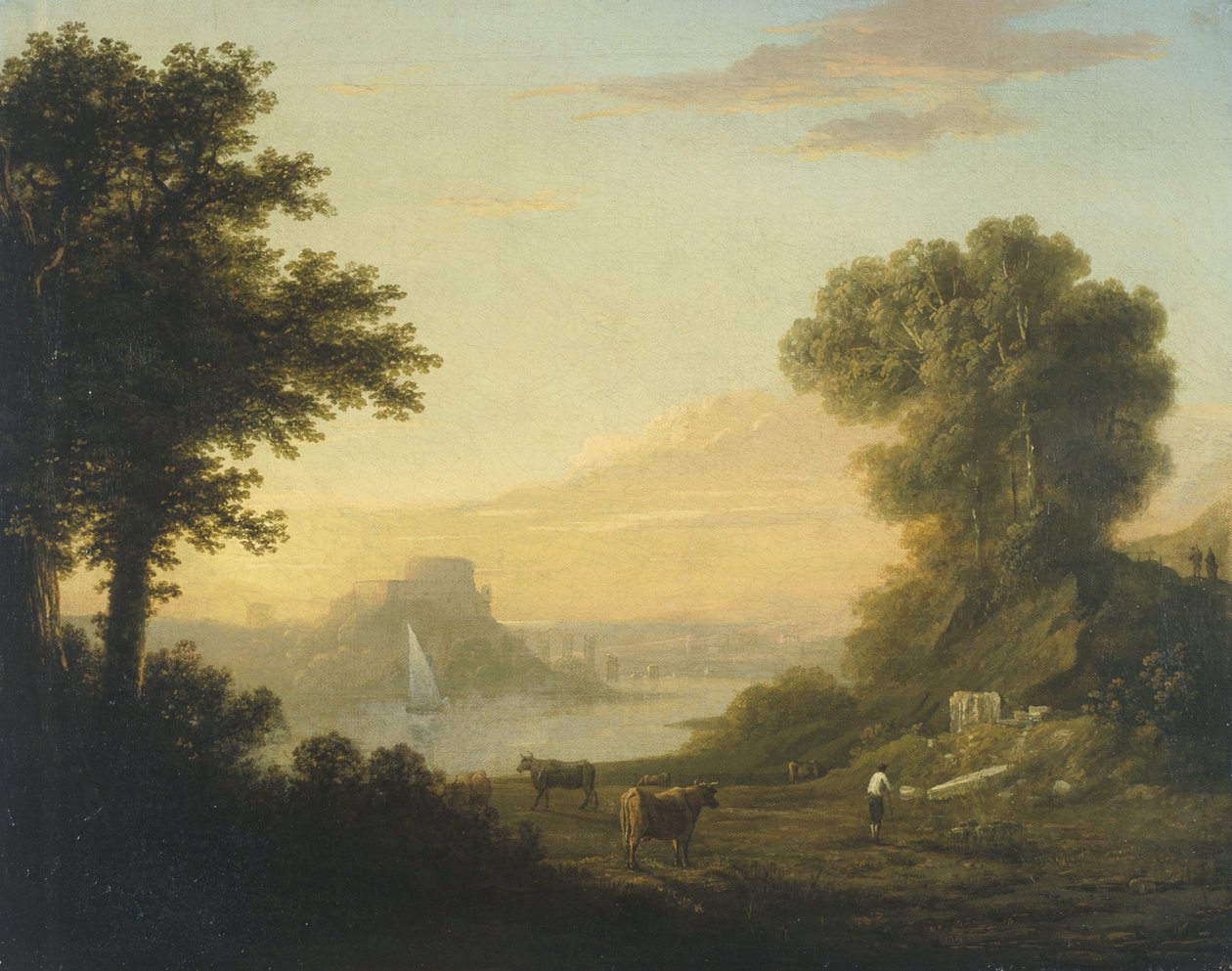 Klasszikus táj folyóval alkotó: Thomas Jones