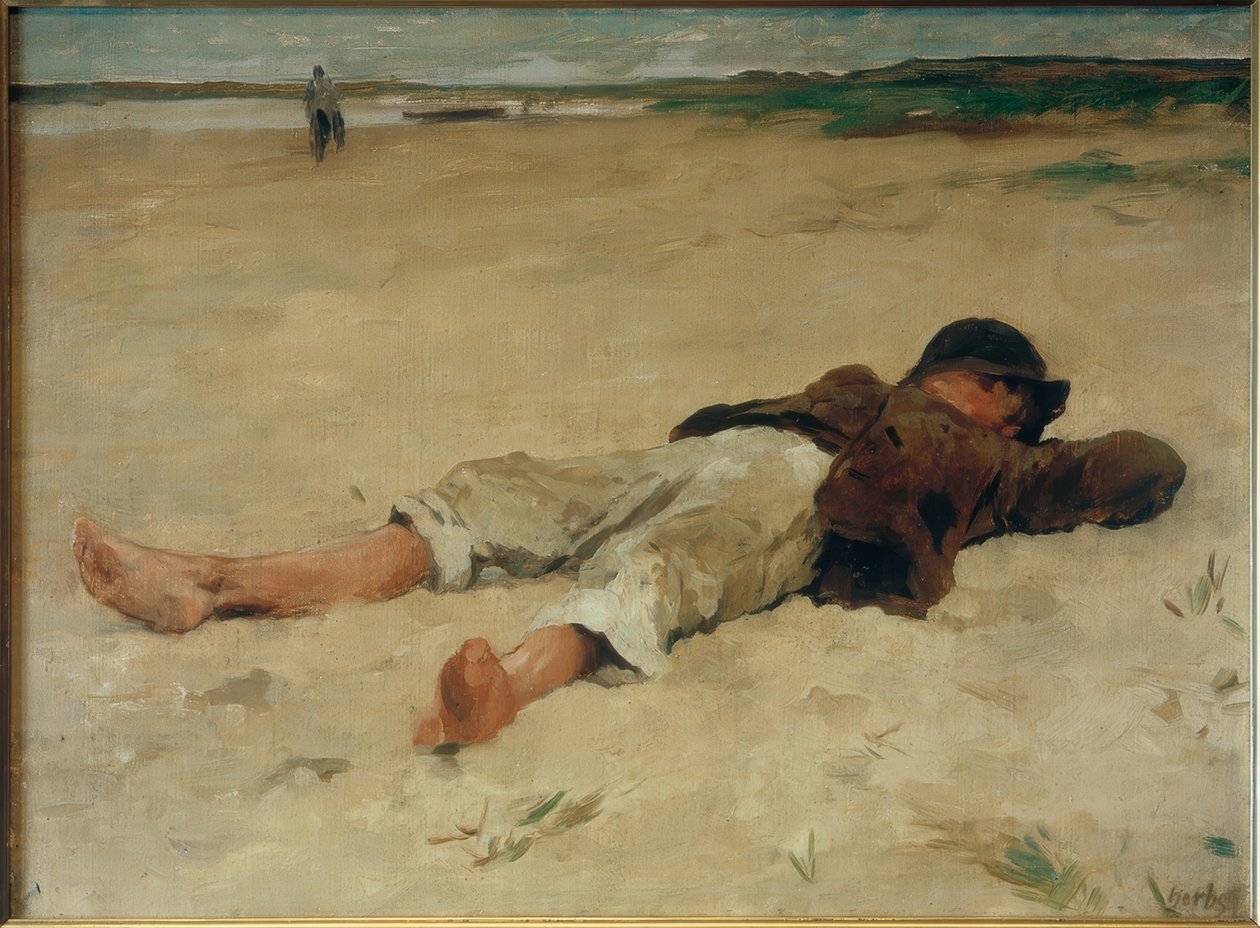 Fekvő farmer fiú alkotó: Thomas Ludwig Herbst