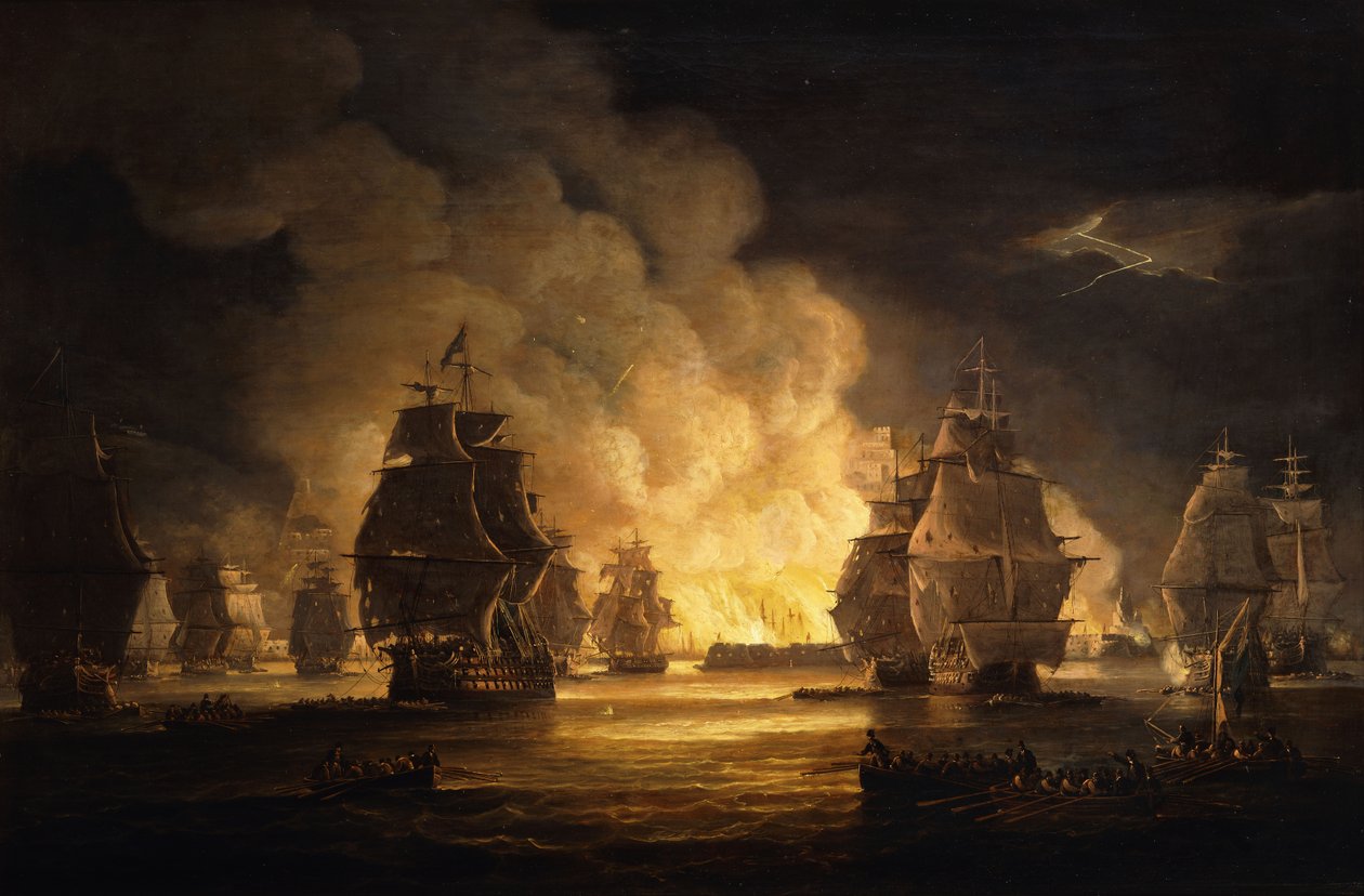 Az algíri csata: A bombázás, 1824 alkotó: Thomas Luny