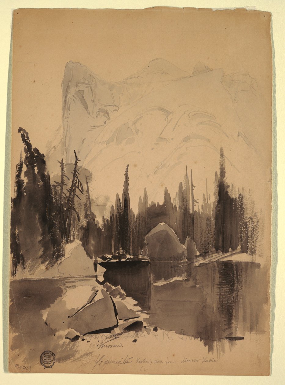 Rajz, Mirror Lake, Yosemite, 1872 alkotó: Thomas Moran