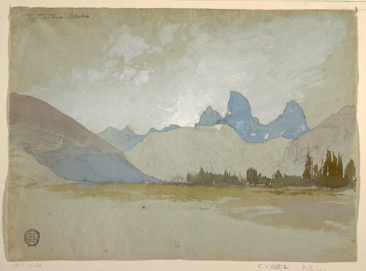 Rajz, The Tetons, Idaho, 1879 alkotó: Thomas Moran