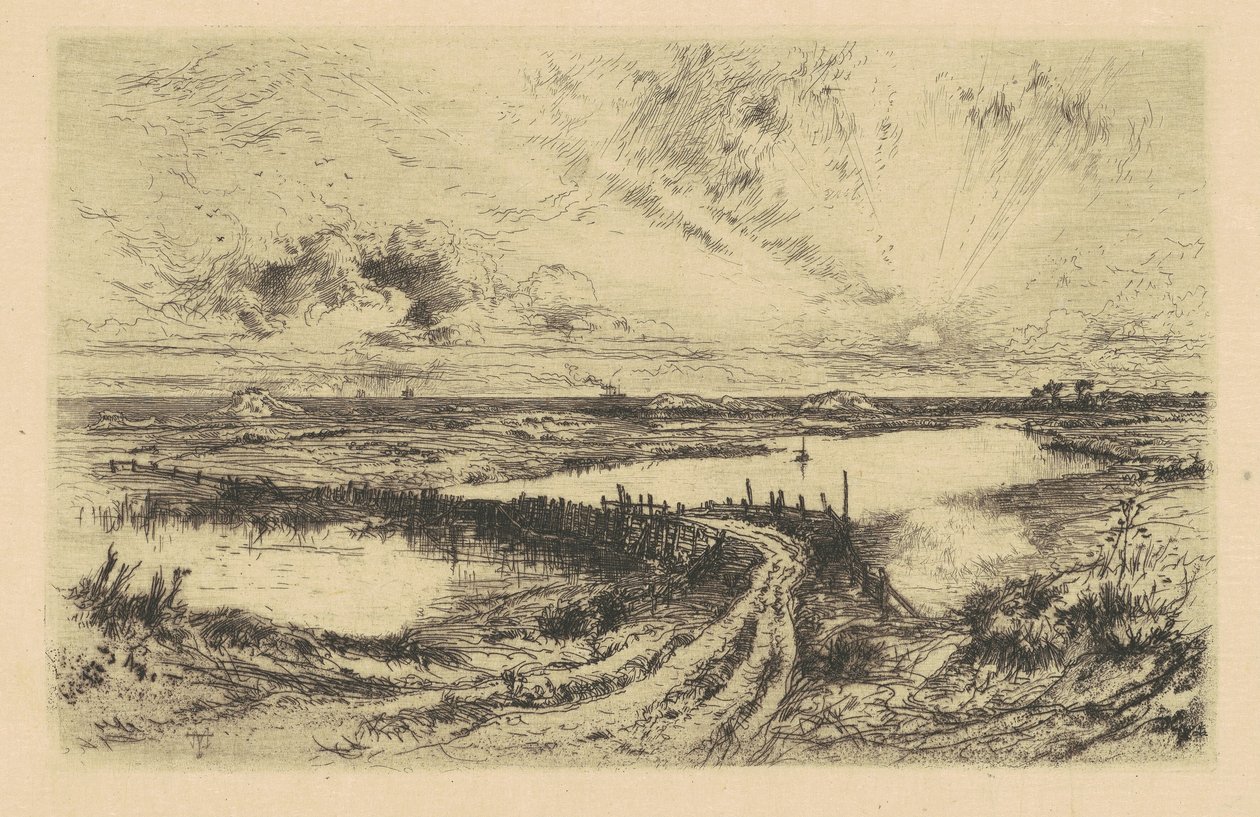 Napkelte – A tó, Easthampton, Long Island alkotó: Thomas Moran