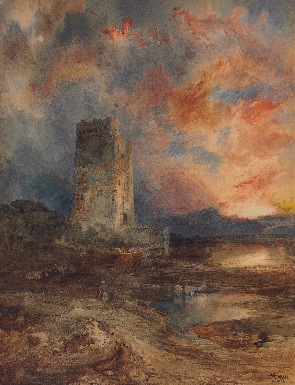 Naplemente a móron, 1880 alkotó: Thomas Moran
