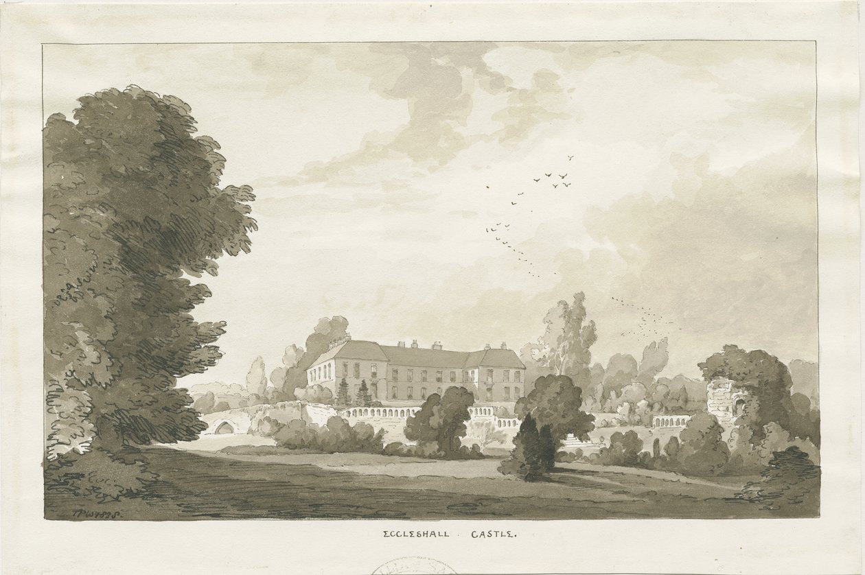 Eccleshall – „Castle”: szépia rajz alkotó: Thomas Peploe Wood