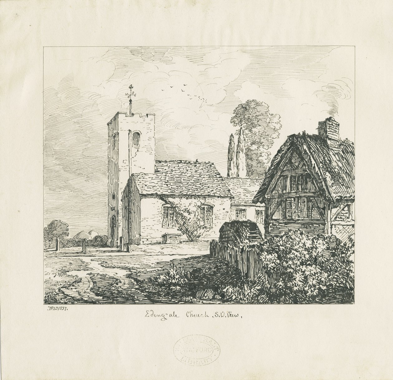 Edingale templom: toll- és tusrajz alkotó: Thomas Peploe Wood