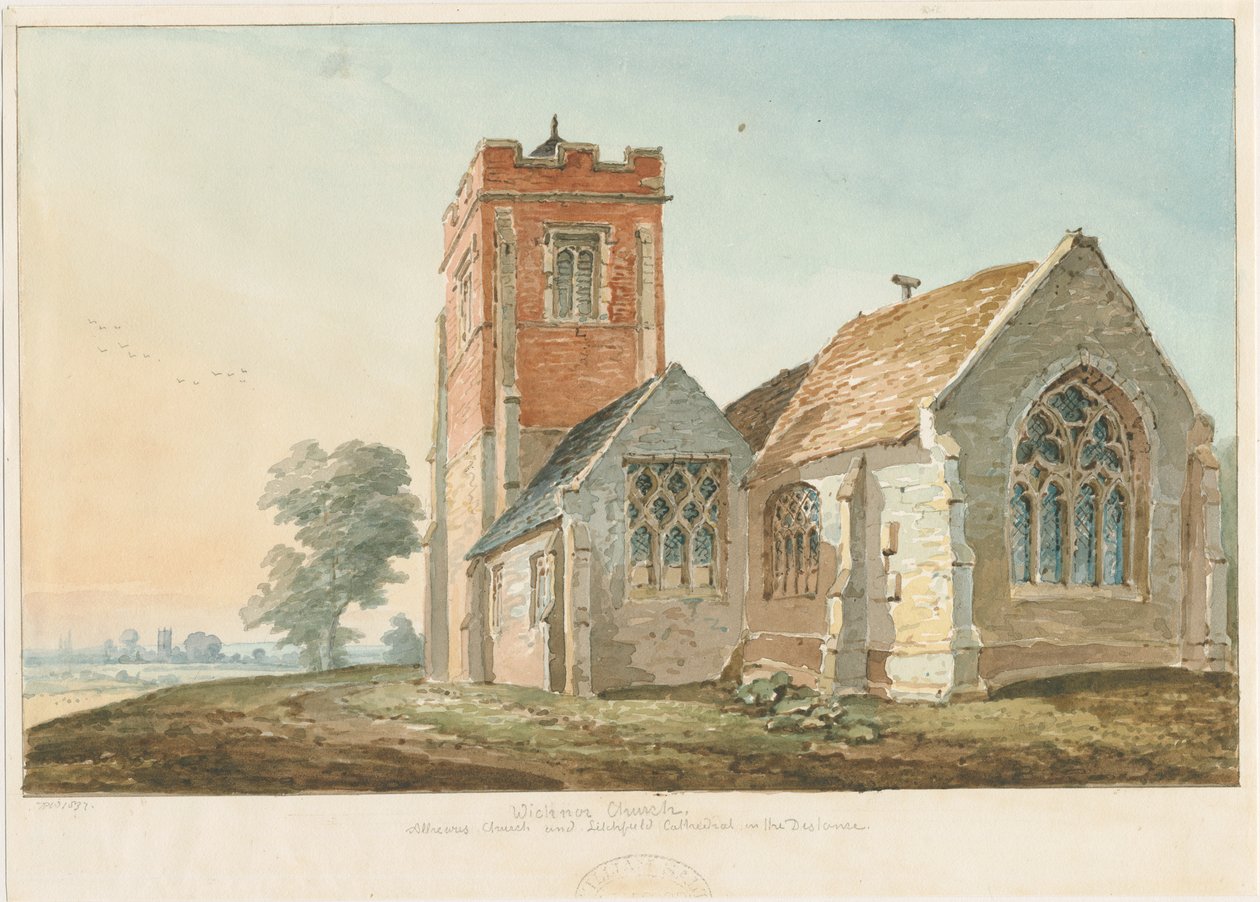 Wychnor templom: akvarell festészet alkotó: Thomas Peploe Wood