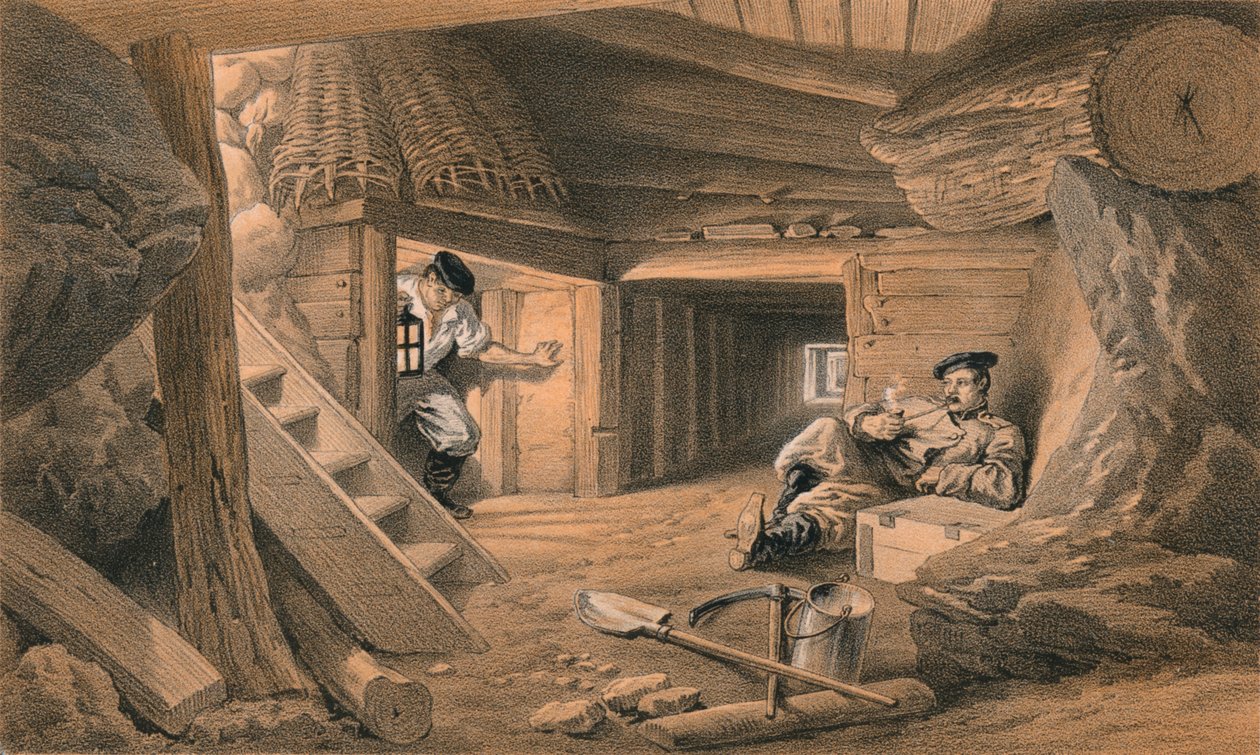 Bánya a Bastion du Matban, 1856 alkotó: Thomas Picken