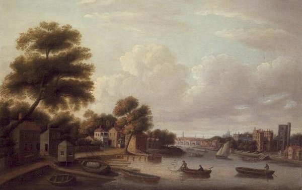 Kilátás a Temzére a Lambeth-palotában alkotó: Thomas Priest