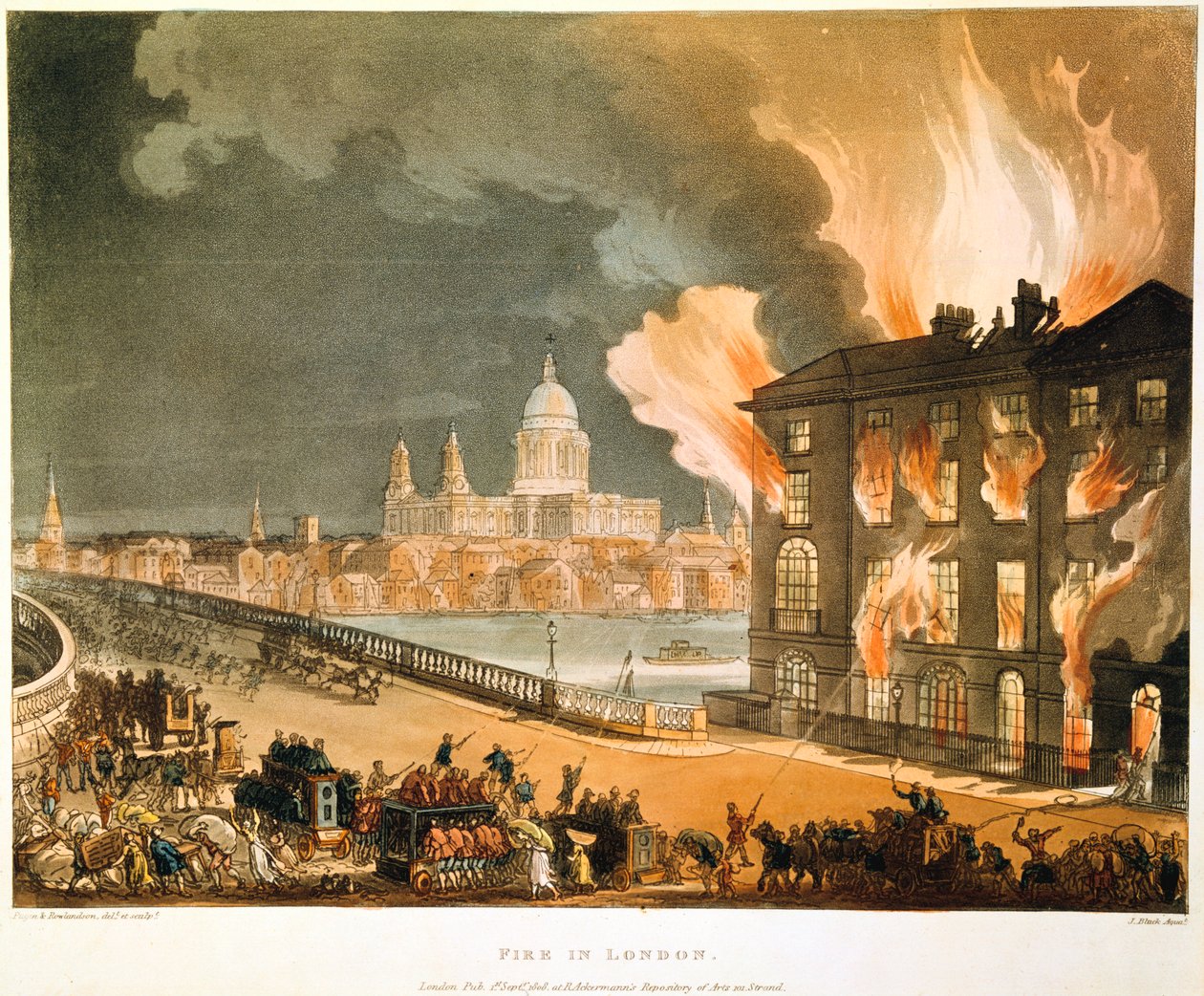 „Tűz Londonban”, 1808 alkotó: Thomas Rowlandson, Augustus Charles Pugin