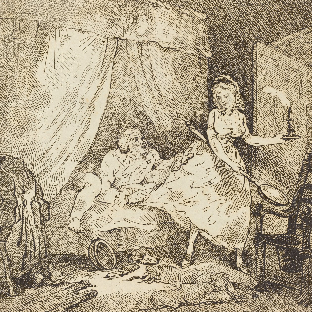 Egy ágymelegítő, c. 1785. alkotó: Thomas Rowlandson