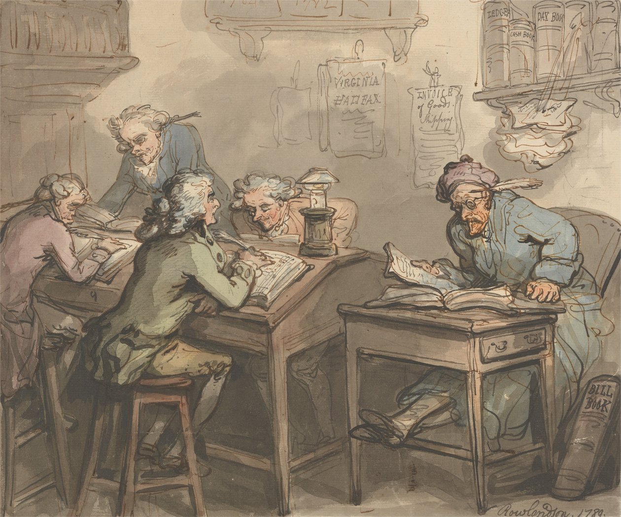 Kereskedői iroda alkotó: Thomas Rowlandson